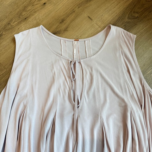 FREE PEOPLE Mauve Pink Pleated Babydoll Sleeveless Tunic Top Womens M - Picture 2 of 6